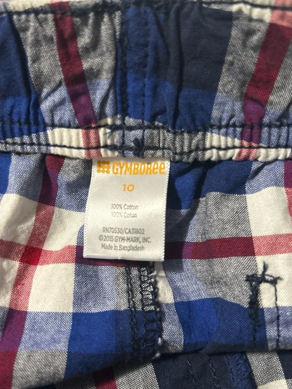 Plaid Cotton Boxer Shorts — Blue, White & Red